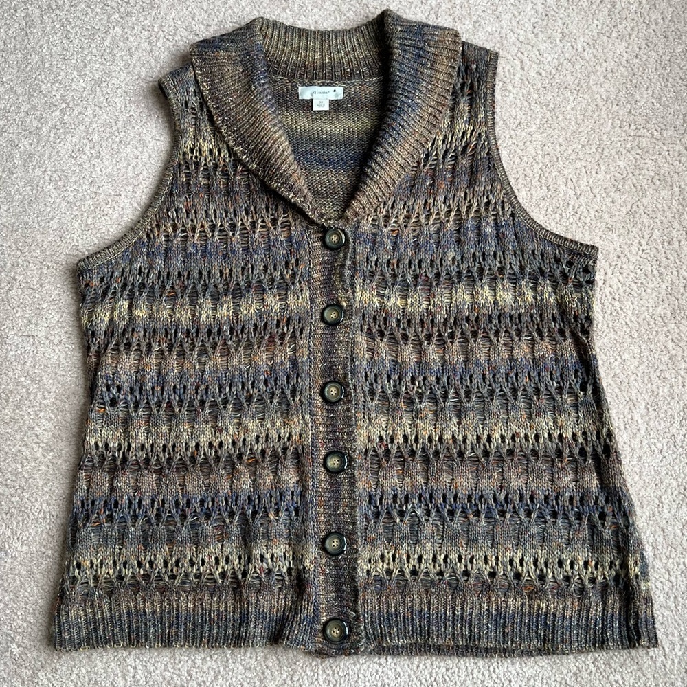 Tweed Ombre Stripe Pointelle Sweater Vest
